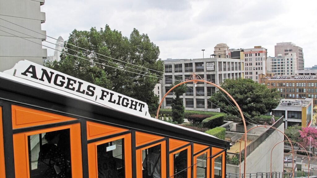 An Angels Flight railway car in downtown Los Angeles