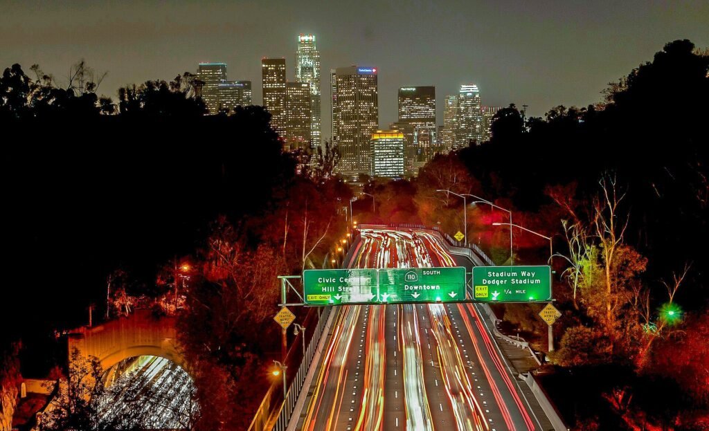 Los Angeles and the downtown skyline at night